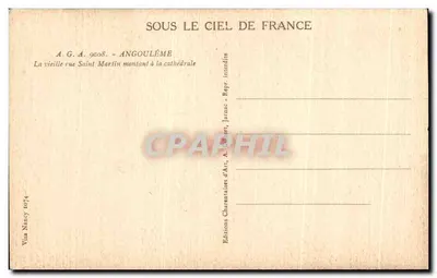 Angoulême — De oude straat Saint-Martin die naar de kathedraal leidt — Edities Charentaise d'Arte, Jarnac — Achterkant