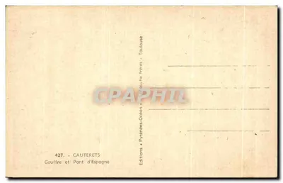 Przepaść i Most Hiszpański — Cauterets — Wydawca: Przepaść i Most Hiszpański, nr 427 — Rewers