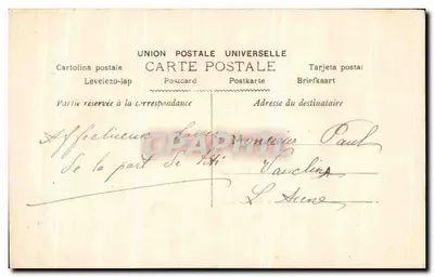 Bambina che pranza — testo stampato e manoscritto — Union Postale Universelle — Verso