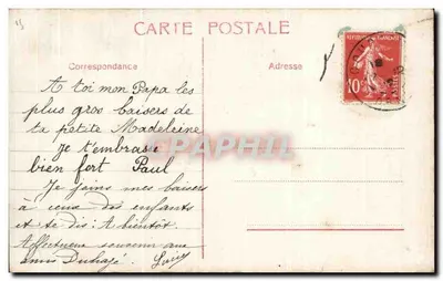 Młoda dziewczyna w stroju z motywami trzymająca bukiet — Wydawca ELO n° 8055 — Rewers