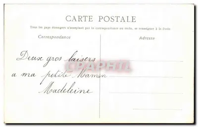 Scena wiejska z dwoma postaciami — rysunek tuszem — wydawca nie widoczny — Rewers