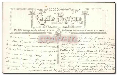 Daphnis i Chloé — scena pasterska z dziećmi i owcami — wydawca Croissant, Paryż, nr 3015 — Rewers