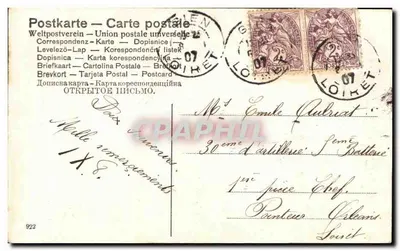 Jovem mulher com cesta de flores — Souvenir d'amitié — editor não visível — Verso
