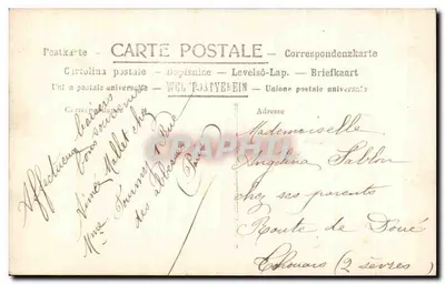 Jovem mulher em vestido rosa segurando um buquê — Bilhete postal antigo n° q.441 — editor WEL-POSTVEREIN — Verso