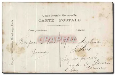 Kobieta z koszem jaj — Szczęśliwe Wielkanoc — wydawca UNIC, nr 1006 — Rewers