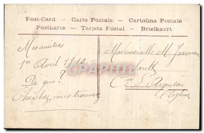 Femme sur balcon avec oiseau — 1er Avril — éditeur PCP, n° 4525 — Verso