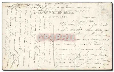 Mujer en vestido violeta sosteniendo una carta — decoración arquitectónica — editor Un Bonjour n° 3590 — Reverso