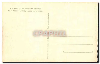 Abadia de Solesmes — O «Prieuré», fachada para o jardim — Edição da Abadia de Solesmes — Verso