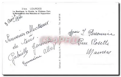Lourdes — Pamiątka z Lourdes — Wydawnictwo P. Doucet — Rewers