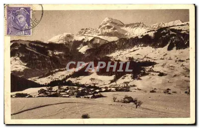 पुराना पोस्टकार्ड नोट्र डेम डे बेलेकॉम्ब और मॉंट चार्विन की श्रृंखला
