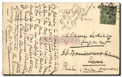 पुराना पोस्टकार्ड मेंथॉन ले चैतौ लेस डेंस डे लेनियॉन एट ला रूट डे थोंस — पीछे