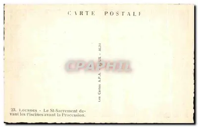 Lourdes — Święty Sakrament przed basenami przed procesją — Karty A.P.A. - ALHI — Rewers