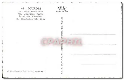 A Gruta Milagrosa em Lourdes — Editor IRIS MEXICHROME, n°44 — Verso