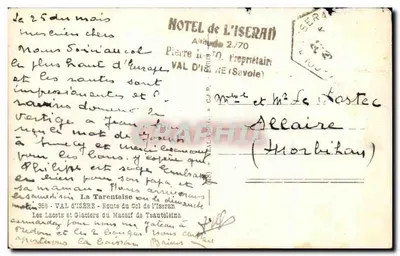 Les Lacets et Glaciers du Massif de l’Iseran — Hotel de l’Iseran, altitude 2.770 m — éditeur G.P. (G. P. Paris) — Verso