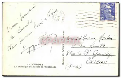 Lourdes — A Basílica São Miguel e a Esplanada — Edição P. Doucet — Verso