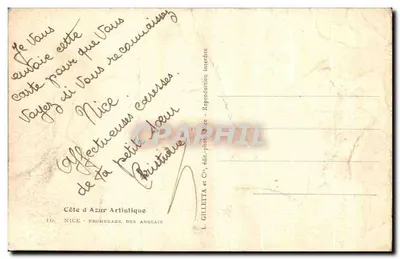 Nice — Promenade des Anglais — L. Gilletta et Cie, éditeur — Verso