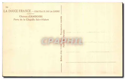 Drzwi Kaplicy św. Huberta — Zamek Amboise — Wydawnictwo Sztuki YVON, Paryż — Rewers