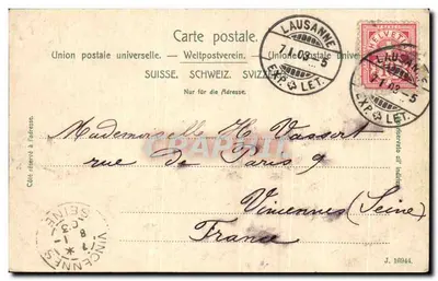 Lausanne — panoramowy widok z górami na tle — Atelier H. Ruggenheim & Co., Zürich, Nr 10184 — Rewers