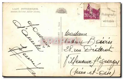 Laon Pittoresque — Antiguo Obispado (siglo XIII) — Edición Douché-Paillart — Laon — Reverso