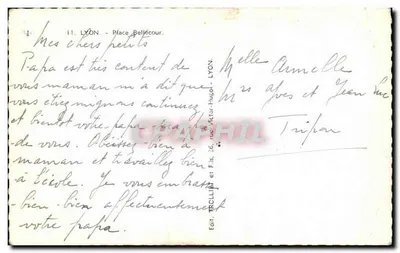 Place Bellecour — Lyon — uitgever TROLLIOT en Zoon, 36, rue Victor-Hugo — Achterkant