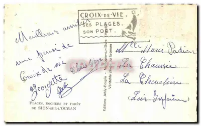 Sion-sur-l'Océan — Souvenir de SION — Wydawnictwo Jehly-Poupin — Rewers