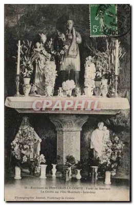 Arredores de PONTENAY-LE-COMTE — A Gruta do Padre Montfort — Interior — Fotografia Jaunet, Fontenay-le-Comte