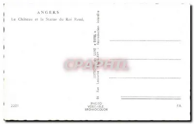 Angers — Het Kasteel en de Statuïne van Koning René — Uitgever Estel, n° 2201 — Achterkant