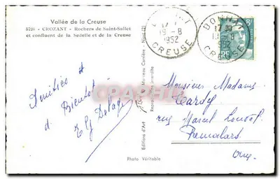 Wąwoz Creuse — Skaliste wzniesienia Saint-Sallet i zbieżność rzek Sedelle i Creuse — Wydawnictwo Véritable — Rewers