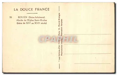 Rouen (Seine-Inférieure) — Abside de l'Église Saint-Maclou — Éditeur : Les Éditions d'Art Français — Verso