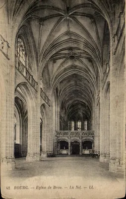 Antika kartpostal Bourg Kilise de Brou La Nef