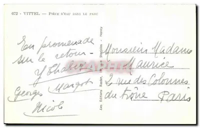 Vittele — Jezioro w parku — Wydawnictwo Reeder, Nancy — Rewers