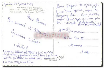 Allevard-les-Bains — Vista generale e il Gleyzin (2697 m.) — Edizione d'Arte Grenoble — Verso