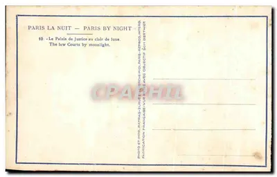 Parijs 's Nachts — Het Paleis van Justitie onder de maan — Patras — Achterkant