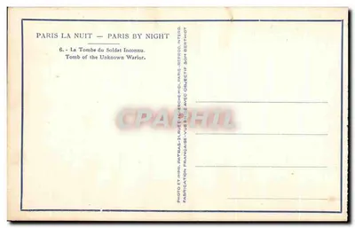 Paris à Noite — Tumba do Soldado Desconhecido — Patras — Verso