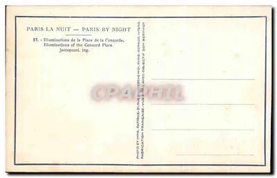 Paris nachts — Beleuchtung der Place de la Concorde — Jaccopozzi, ing. — Rückseite