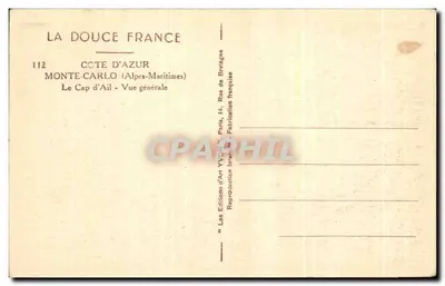 Le Cap d'Ail — Vue générale — Les Éditions d'Art YVON, Paris — Verso