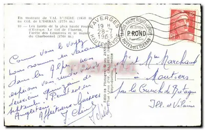 Vista aérea dos curvas do Col de l'Iséran — Edição J. Chalbery, n°33 — Verso