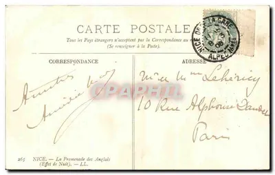 Niza — La Promenade des Anglais — Efecto de Noche — LL — Editor LL n°265 — Reverso