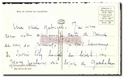 Margens do mar — Principado de Mônaco — editada pela Agência Nacional de Viagens, Paris — Verso