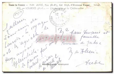 Lourdes — La Spagna e il Castello Forte — Edit Jové, Pau (B.P.) — Verso