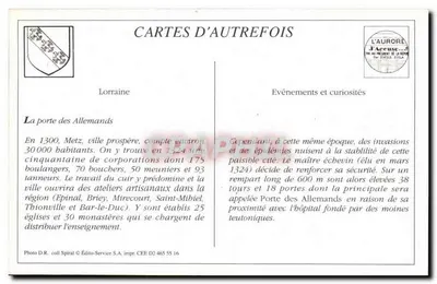 Metz - Porte des Allemands y Antiguos Remparts — Cartes d'Autrefois, Édito-Service S.A. — Reverso