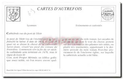 LYON — Ponte Tilsitt, Cattedrale di San Giovanni e Collina di Fourvière — E.R. — Verso
