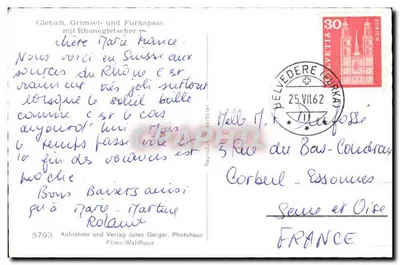 Gletsch, Grimsel- und Furkapass — com Rhônegletscher — Jules Geiger, Flims-Waldhaus, n°5793 — Verso