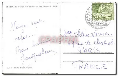 Leysin — Vale do Ródano e os Dentes do Meio-Dia — Foto Nicca, Leysin, n° A 640 — Verso