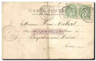 Bilhete postal antigo Mamers Escola Superior de Garçons — Verso