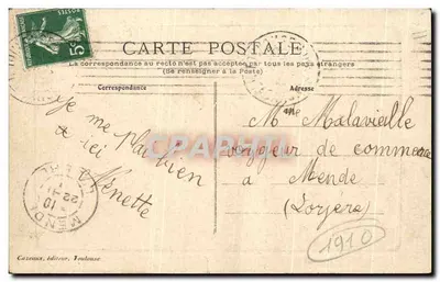 Toulouse — Avenida dos Palmeiros — Cazeaux, editor, n°49 — Verso