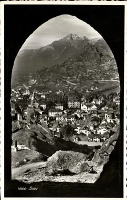 Sion — vista panorâmica de um promontório rochoso — Edição Fot. Laroche, Lausanne