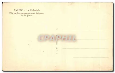 Amiens — Katedra — bez szkód po wojnie — wydawca D. Régnier, n° 1-1-4 D — Rewers