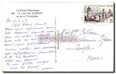 Lake Bourget — viewed from Chambotte — A. Collomb, publisher, no. 541 — Back