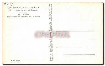 Vichy — O Estabelecimento Termal de 1ª Classe — Patras — Verso